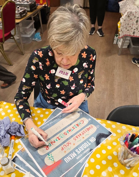 Fran writing out the menu